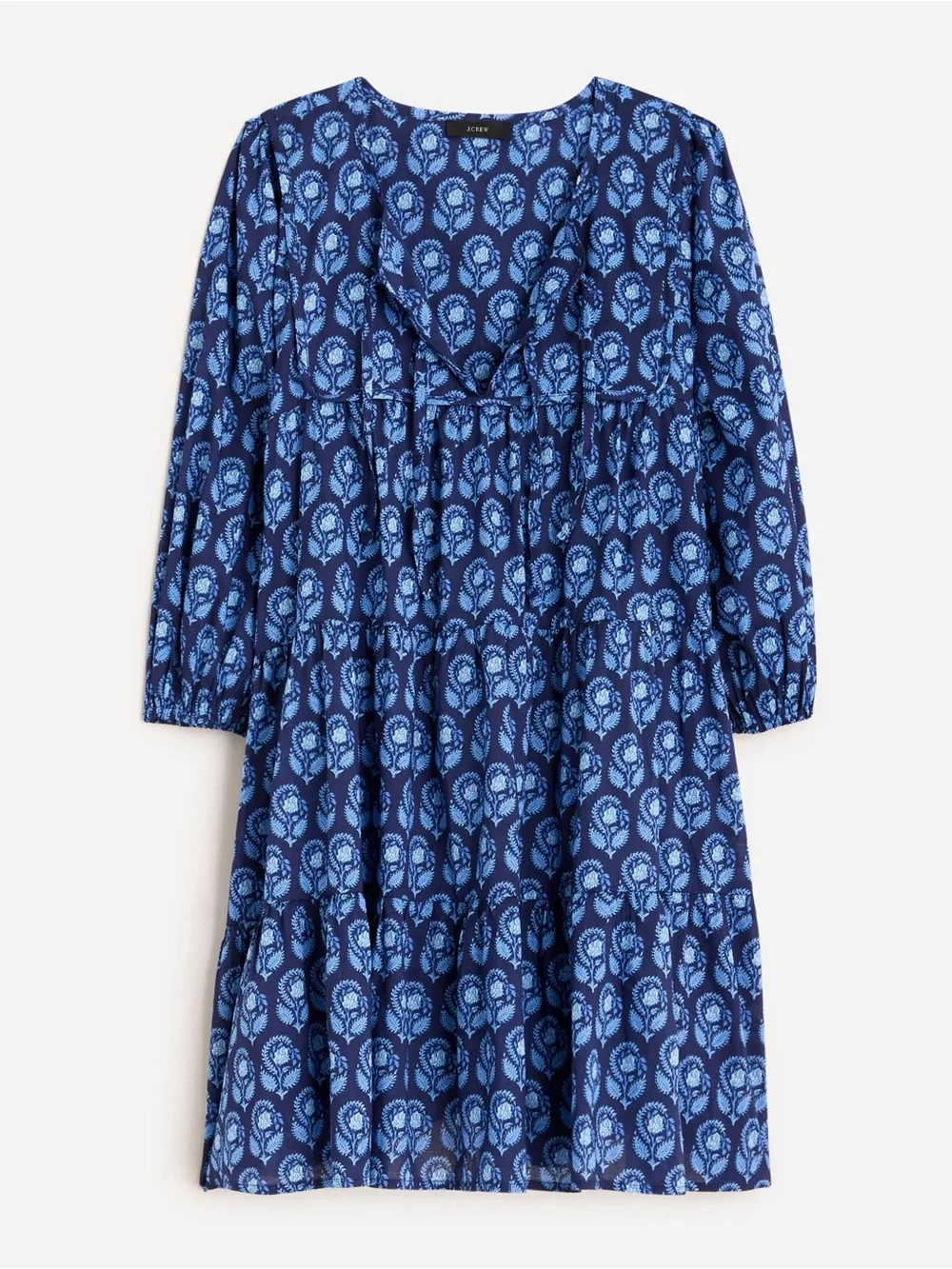 J. Crew Cotton voile cover-up mini dress in navy bouquet block print